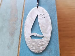 Unique handmade Aluminium textured boat pendant