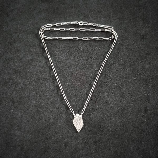 Modern unisex geometric fired pendant in a link chain - Image 2