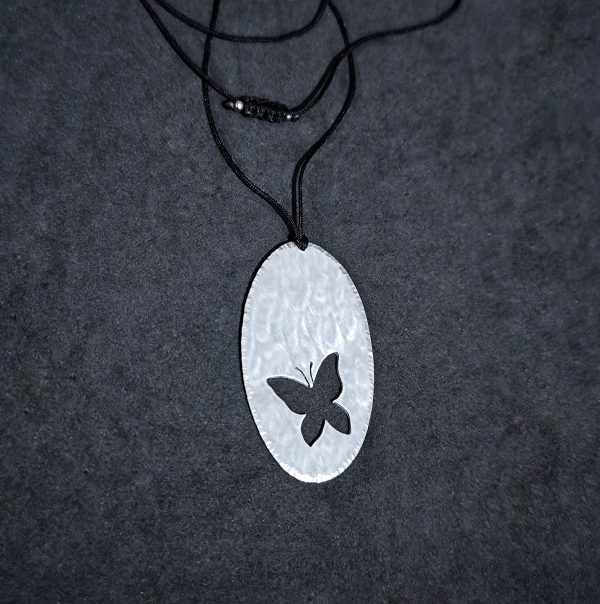 Oval butterfly necklace