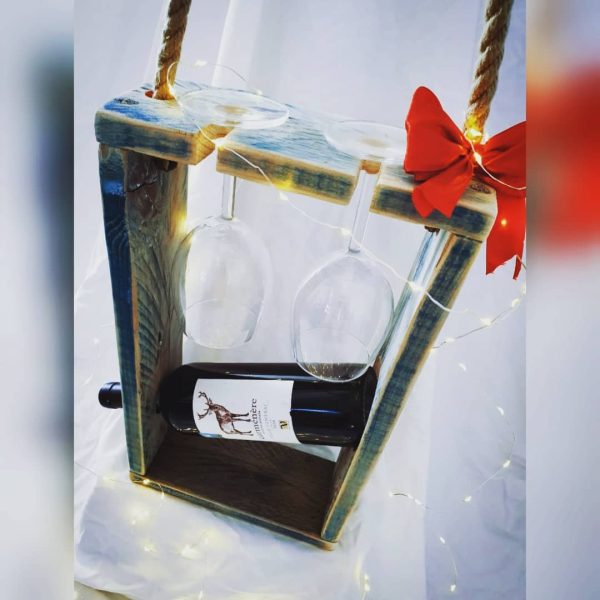 Wine and Glass holder (2 FREE glasses)
