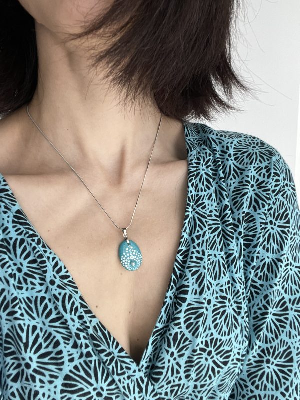 Hand Painted Pebble Necklace "The Pearl" - Image 6