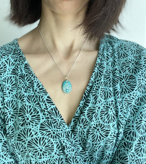 Hand Painted Pebble Necklace "The Pearl" - Image 7