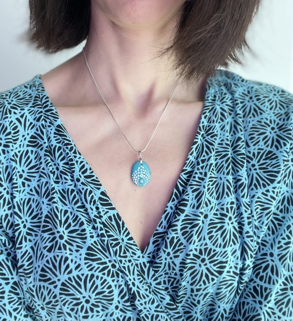 Hand Painted Pebble Necklace "The Pearl" - Image 8