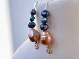 Gold Marquise Baroque Pearl Earrings