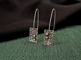 Silver textured and oxidized earrings