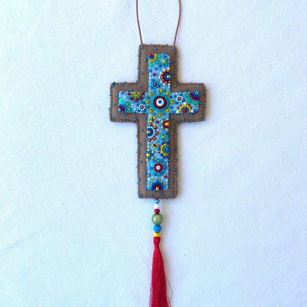 Cross Wall Hanging. An embroidered cross. Just one-of-a-kind wall hanging.