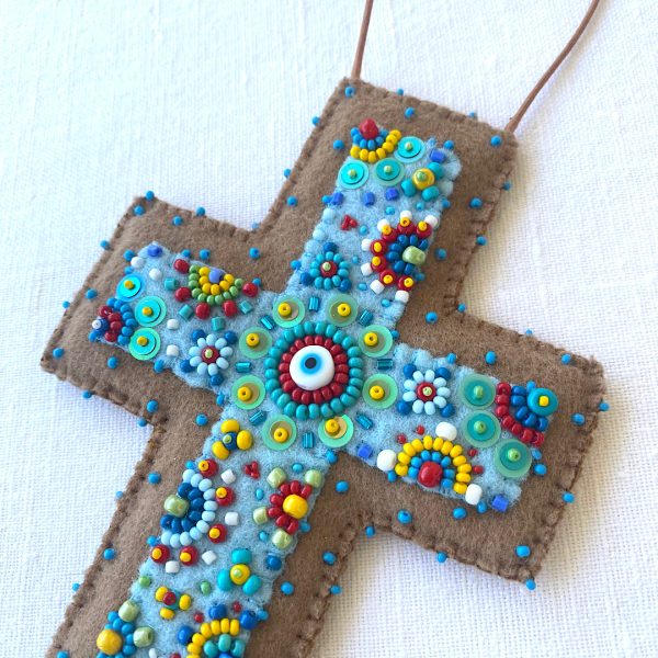 Cross Wall Hanging. An embroidered cross. Just one-of-a-kind wall hanging. - Image 2