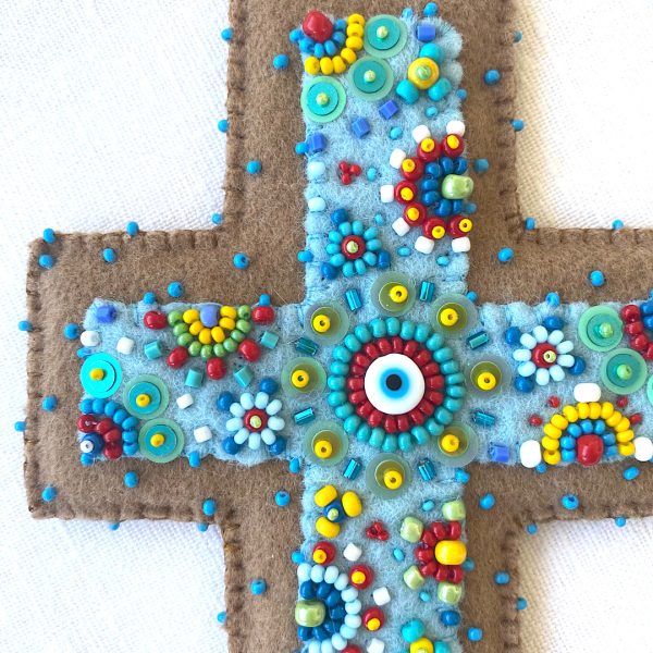 Cross Wall Hanging. An embroidered cross. Just one-of-a-kind wall hanging. - Image 4