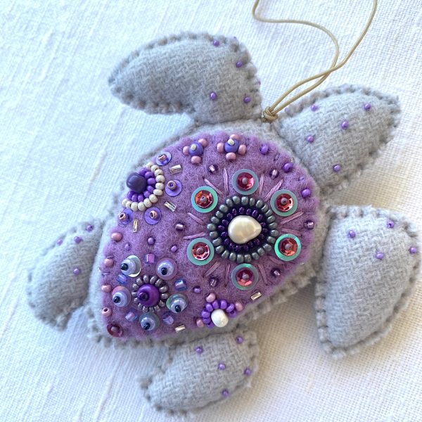 Caretta caretta Handmade Ornament. Purple Sea turtle hanging. - Image 3