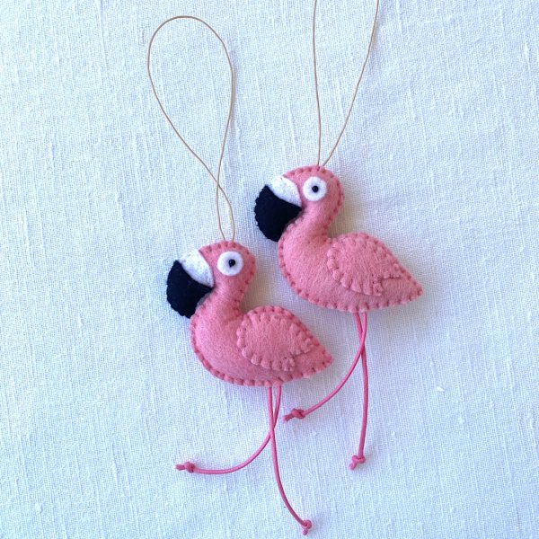 Pink Flamingo ornaments from Cyprus. Felt flamingo. - Image 2