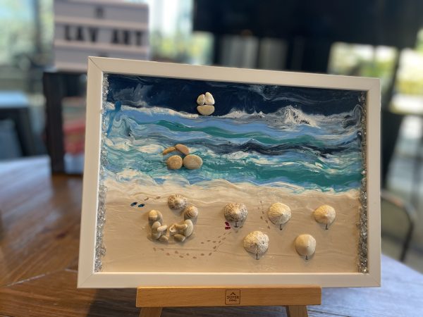 Framed Pebble Art ''Sea side'' - Image 11