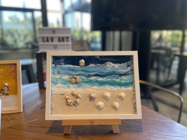 Framed Pebble Art ''Sea side'' - Image 10