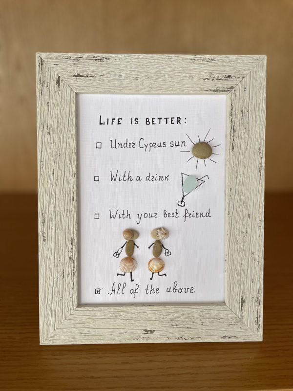 Framed Pebble Picture "Life Is Better..."