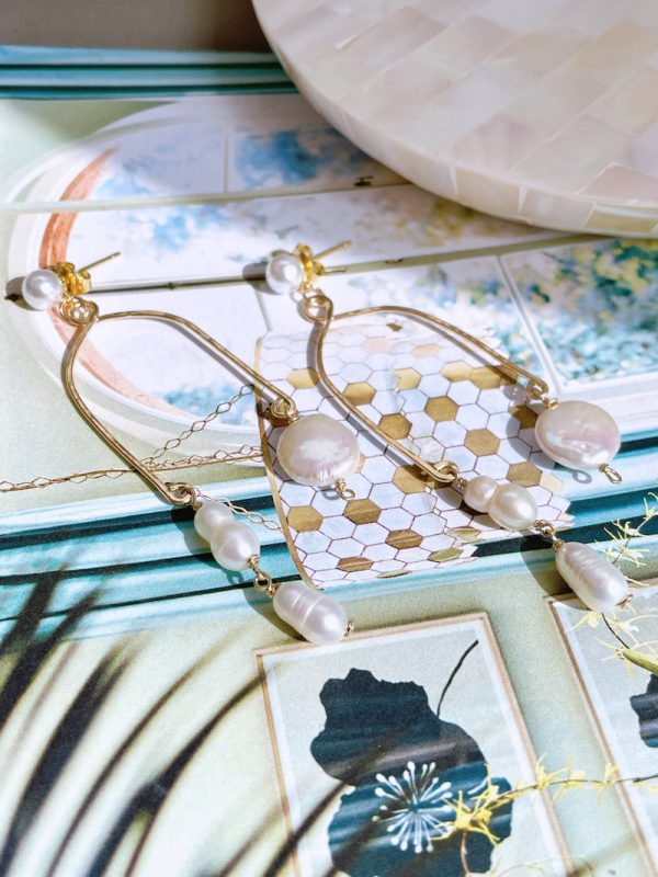 Arch Gold Pearl Earrings - Image 4