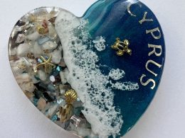 Ocean inspired resin heart fridge magnet. Made to order