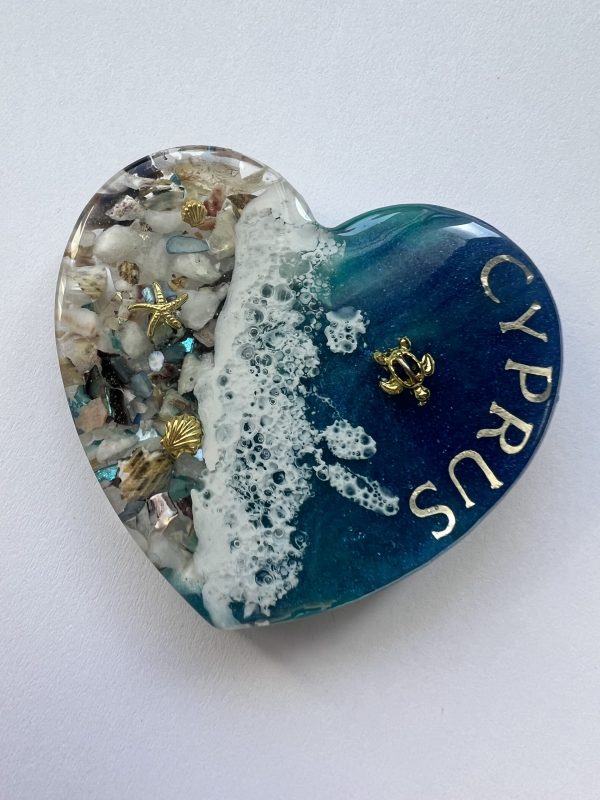 Ocean inspired resin heart fridge magnet. Made to order - Image 2