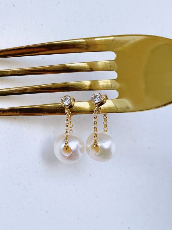 Baby Pearl Chain Earrings - Image 3