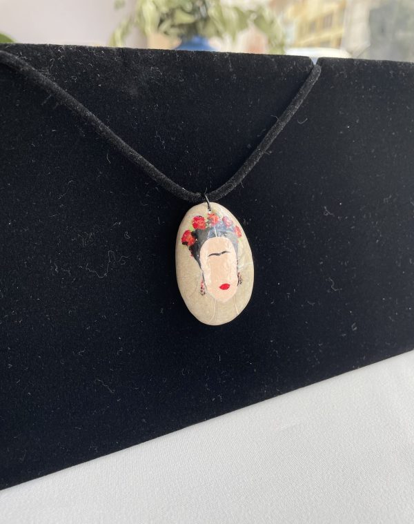 Hand Painted Pebble Necklace "Frida" - Image 9