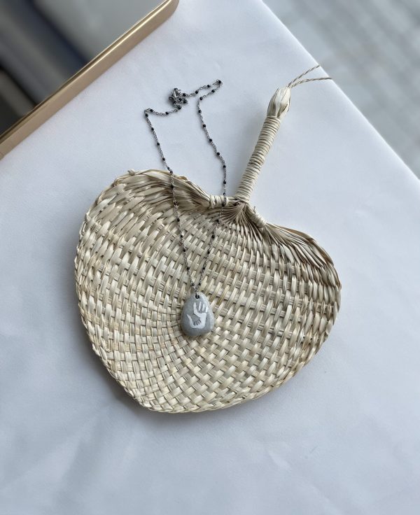 Hand Painted Pebble Necklace "Hand in Hand" - Image 7