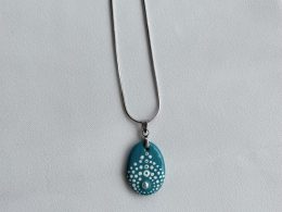 Hand Painted Pebble Necklace "The Pearl"