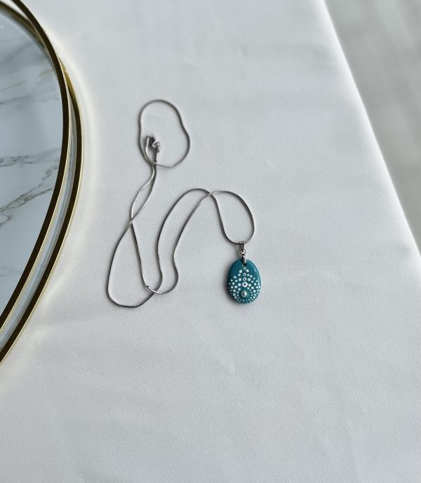 Hand Painted Pebble Necklace "The Pearl" - Image 2