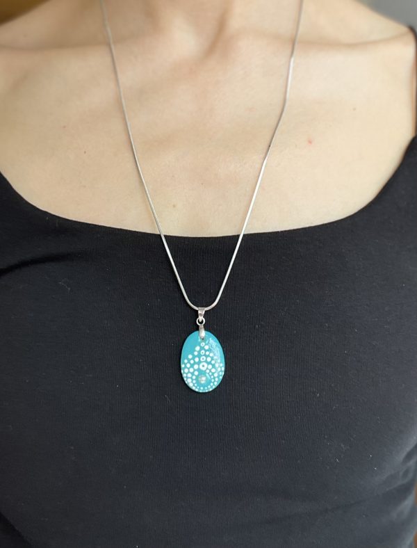 Hand Painted Pebble Necklace "The Pearl" - Image 3