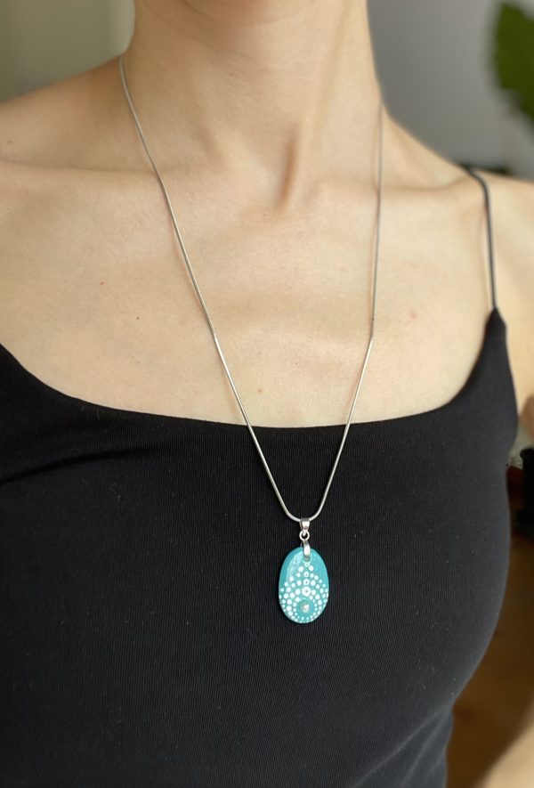 Hand Painted Pebble Necklace "The Pearl" - Image 4