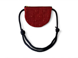 Messenger bag - Red With Gold Dots Half-moon