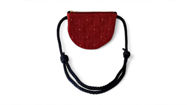 Messenger bag - Red With Gold Dots Half-moon