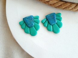 Metallic Green And Blue Polymer Clay Studs