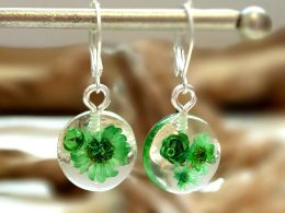 Green Flower Earrings