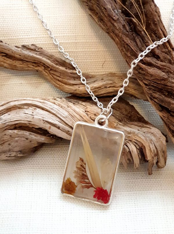 Pendant With Flowers - rectangular