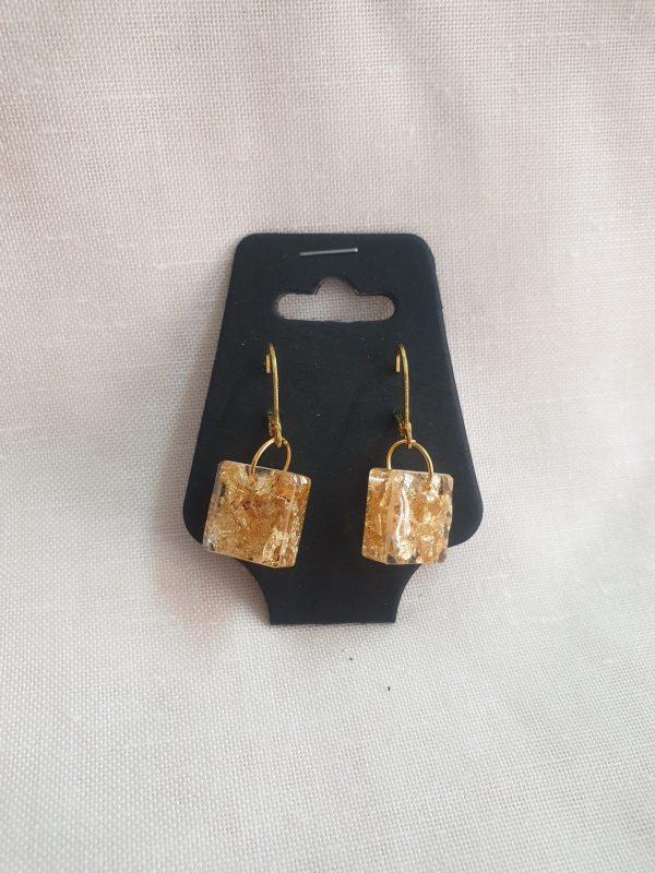 Golden Leaves square Earrings - Image 2