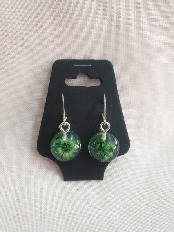 Green Flower Earrings - Image 3
