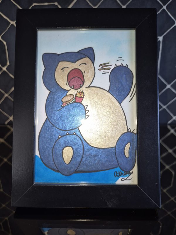 Snorlax Eating Original, One-of-a-kind Artwork