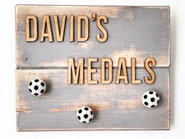 Personalised Wooden Medal Hanger for Kids