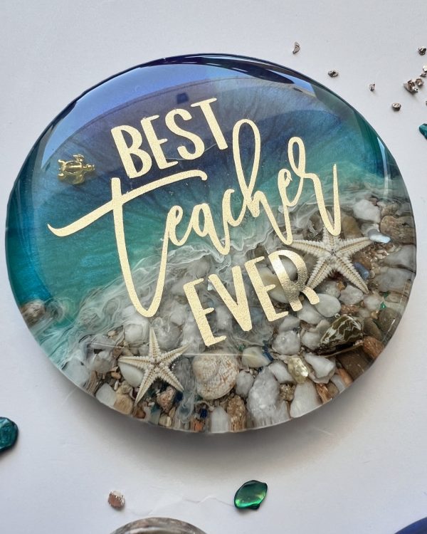 Teacher gift ocean inspired drink coaster made to order.