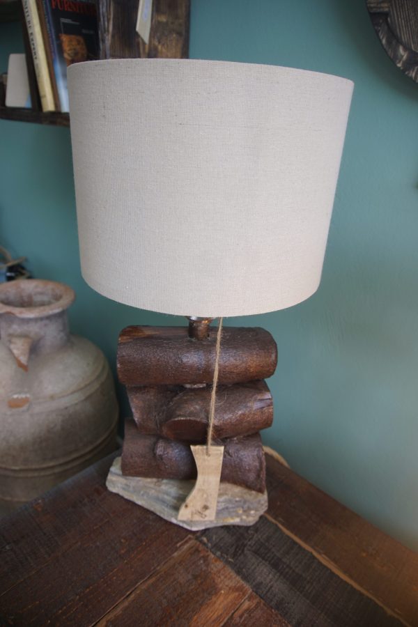 Olive log and Lefkara stone table lamp - Image 5