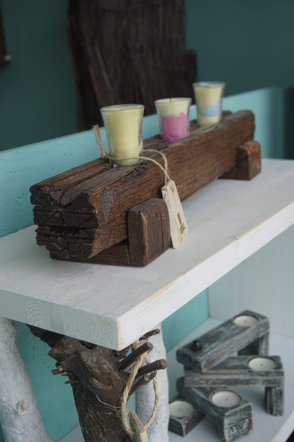 Hand crafted, rustic triple candle stand - Image 3