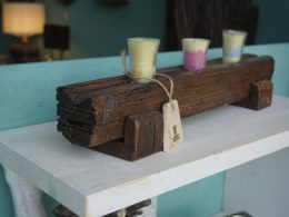 Hand crafted, rustic triple candle stand