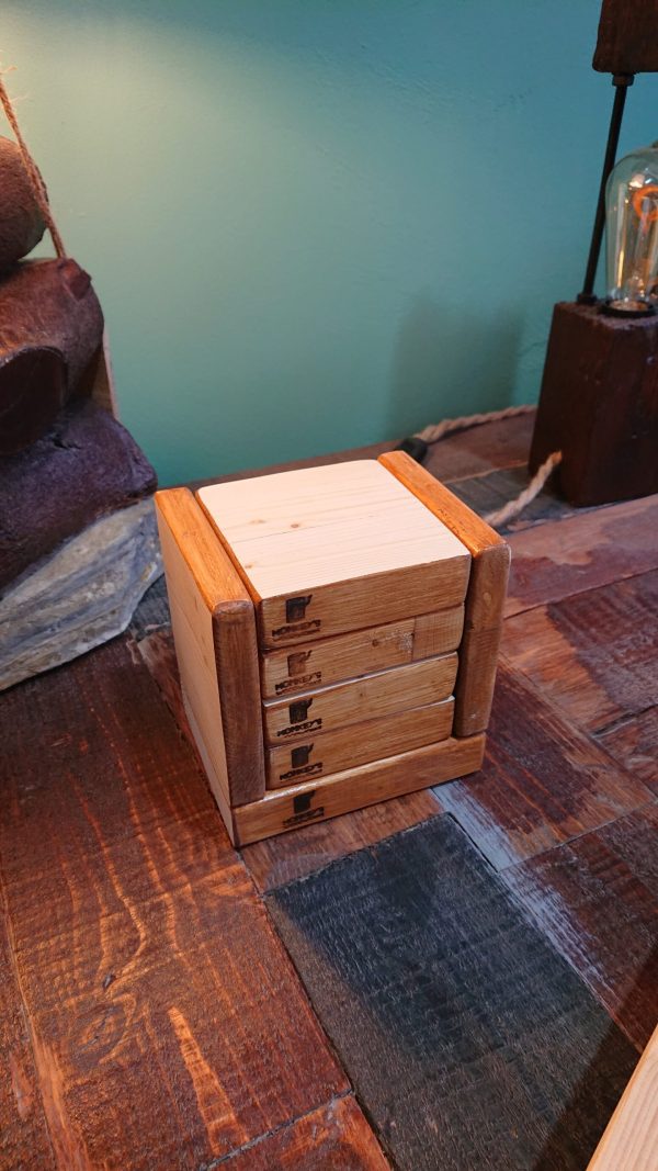 Handmade, hard-wearing, big block, pine coasters with holder - Image 5