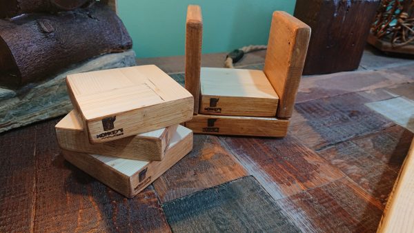 Handmade, hard-wearing, big block, pine coasters with holder - Image 8