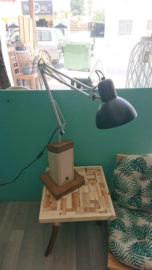 Industrial style work lamp on handmade stand with carry handle - Image 6