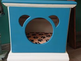 Repurposed bedside drawers cabinet pet bed