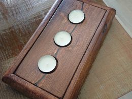 Soft edge triple tealight block with wave design