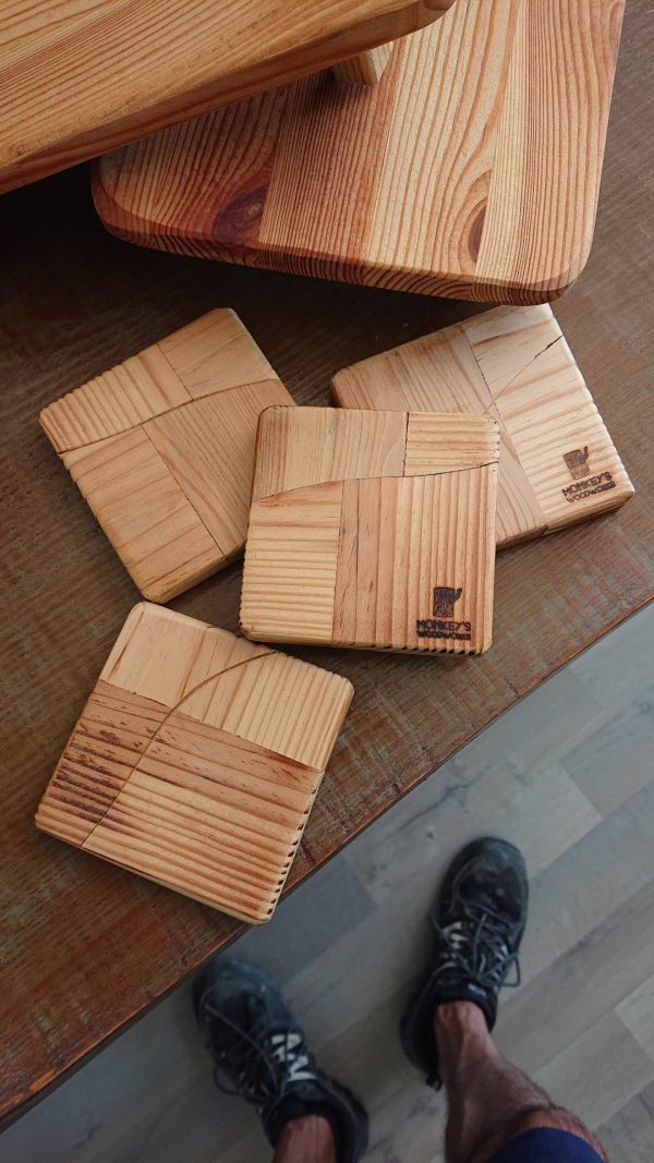 Set of 4 Handmade high-quality wood coasters