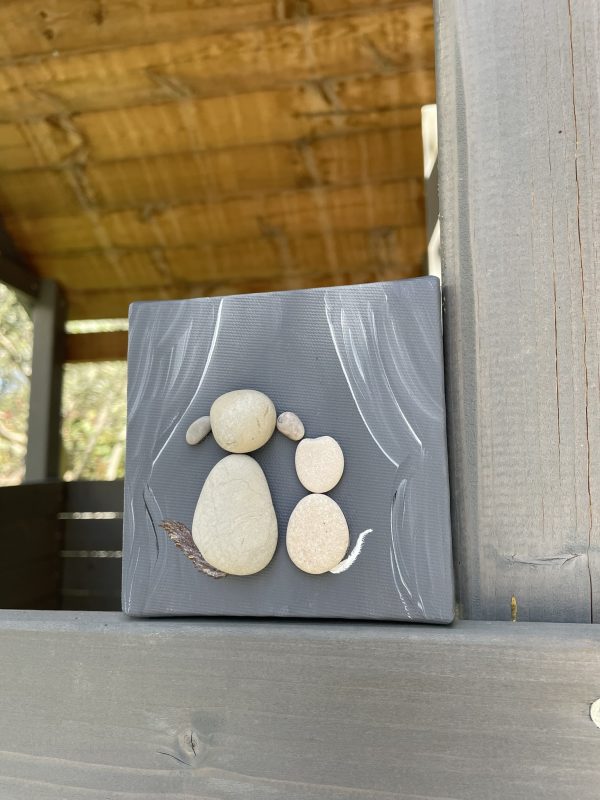 Pebble Art On Canvas "Dogs And Cats Can Be Friends" - Image 6