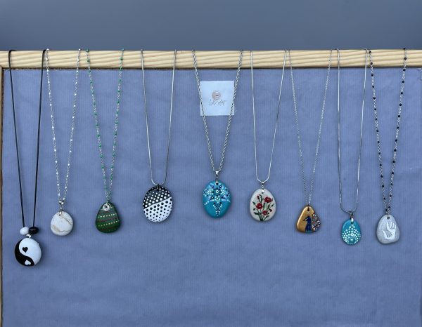 Hand Painted Pebble Necklace "The Pearl" - Image 9