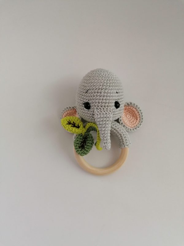 Crocheted Rattle-Teething toy Elephant - Image 3