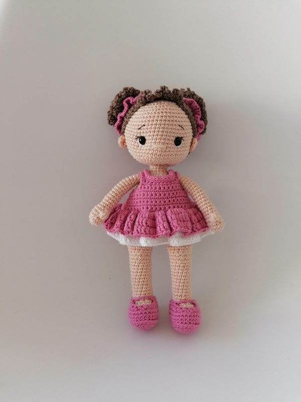 Crocheted Handmade doll Little Ballerina RED
